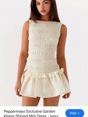 More To Come Cream Shirred Waist Skirt